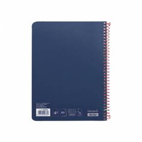 Cuaderno espiral liderpapel cuarto witty tapa dura 80h 75gr cuadro 4mm con margen color azul marino