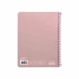 Cuaderno espiral liderpapel cuarto witty tapa dura 80h 75gr cuadro 4mm con margen color rosa