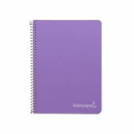 Cuaderno espiral liderpapel cuarto witty tapa dura 80h 75gr cuadro 4mm con margen color violeta