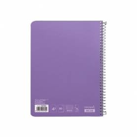 Cuaderno espiral liderpapel cuarto witty tapa dura 80h 75gr cuadro 4mm con margen color violeta