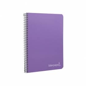 Cuaderno espiral liderpapel cuarto witty tapa dura 80h 75gr cuadro 4mm con margen color violeta