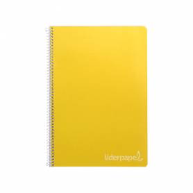 Cuaderno espiral liderpapel folio witty tapa dura 80h 75gr cuadro 4mm con margen color amarillo