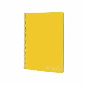 Cuaderno espiral liderpapel folio witty tapa dura 80h 75gr cuadro 4mm con margen color amarillo