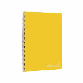 Cuaderno espiral liderpapel folio witty tapa dura 80h 75gr cuadro 4mm con margen color amarillo