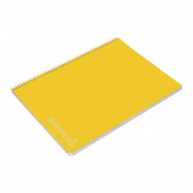 Cuaderno espiral liderpapel folio witty tapa dura 80h 75gr cuadro 4mm con margen color amarillo