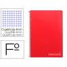 Cuaderno espiral liderpapel folio witty tapa dura 80h 75gr cuadro 4mm con margen color rojo - BF34