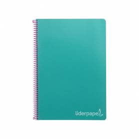 Cuaderno espiral liderpapel folio witty tapa dura 80h 75gr cuadro 4mm con margen color turquesa