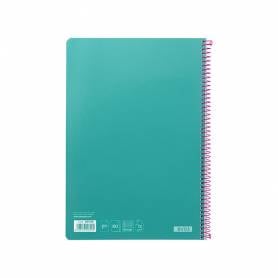 Cuaderno espiral liderpapel folio witty tapa dura 80h 75gr cuadro 4mm con margen color turquesa