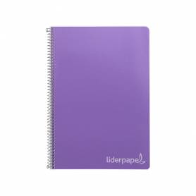 Cuaderno espiral liderpapel folio witty tapa dura 80h 75gr cuadro 4mm con margen color violeta