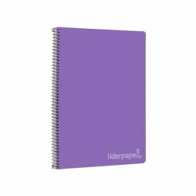 Cuaderno espiral liderpapel folio witty tapa dura 80h 75gr cuadro 4mm con margen color violeta