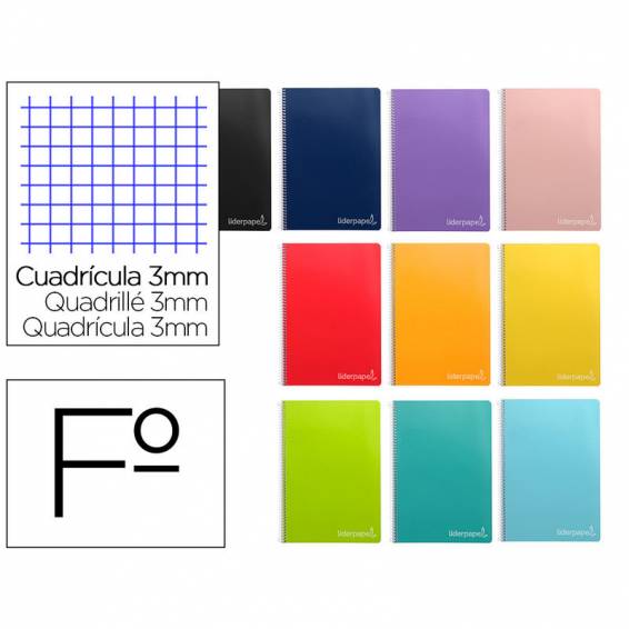 Cuaderno espiral liderpapel folio witty tapa dura 80h 75gr cuadro 3mm con margen colores surtidos