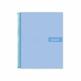 Cuaderno espiral liderpapel a4 crafty tapa forrada 80h 90 gr cuadro 4mm con margen color celeste