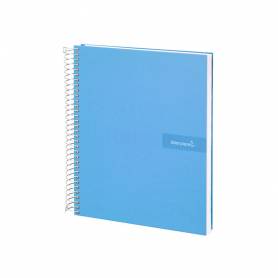 Cuaderno espiral liderpapel a4 crafty tapa forrada 80h 90 gr cuadro 4mm con margen color celeste