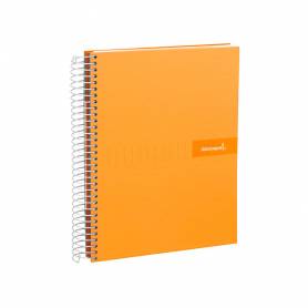 Cuaderno espiral liderpapel a4 crafty tapa forrada 80h 90 gr cuadro 4mm con margen color naranja