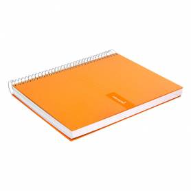 Cuaderno espiral liderpapel a4 crafty tapa forrada 80h 90 gr cuadro 4mm con margen color naranja