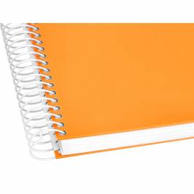 Cuaderno espiral liderpapel a4 crafty tapa forrada 80h 90 gr cuadro 4mm con margen color naranja