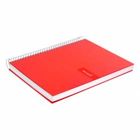 Cuaderno espiral liderpapel a4 crafty tapa forrada 80h 90 gr cuadro 4mm con margen color roja