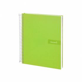 Cuaderno espiral liderpapel a4 crafty tapa forrada 80h 90 gr cuadro 4mm con margen color verde