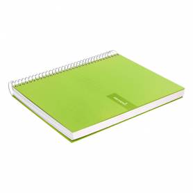 Cuaderno espiral liderpapel a4 crafty tapa forrada 80h 90 gr cuadro 4mm con margen color verde