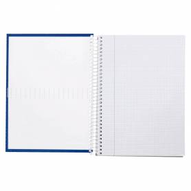 Cuaderno espiral liderpapel a4 crafty tapa forrada 80h 90 gr cuadro 4mm con margen color azul marino