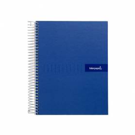 Cuaderno espiral liderpapel a4 crafty tapa forrada 80h 90 gr cuadro 4mm con margen color azul marino