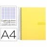 Cuaderno espiral liderpapel a4 crafty tapa forrada 80h 90 gr cuadro 4mm con margen color amarillo - BJ76