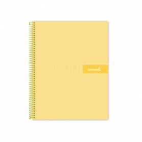 Cuaderno espiral liderpapel a4 crafty tapa forrada 80h 90 gr cuadro 4mm con margen color amarillo