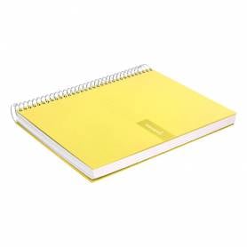 Cuaderno espiral liderpapel a4 crafty tapa forrada 80h 90 gr cuadro 4mm con margen color amarillo