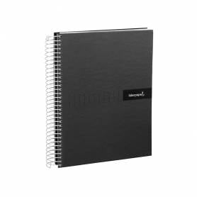 Cuaderno espiral liderpapel a4 crafty tapa forrada 80h 90 gr cuadro 4mm con margen color negro