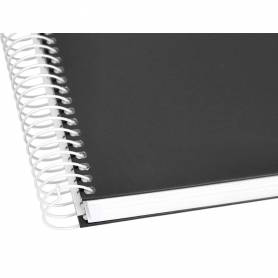 Cuaderno espiral liderpapel a4 crafty tapa forrada 80h 90 gr cuadro 4mm con margen color negro