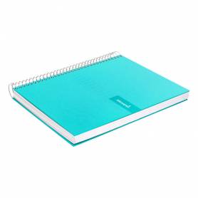 Cuaderno espiral liderpapel a4 crafty tapa forrada 80h 90 gr cuadro 4mm con margen color turquesa