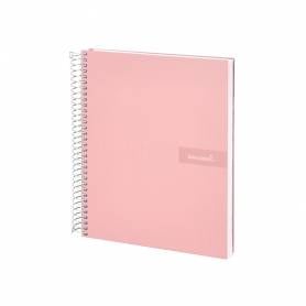 Cuaderno espiral liderpapel a4 crafty tapa forrada 80h 90 gr cuadro 4mm con margen color rosa