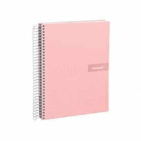 Cuaderno espiral liderpapel a4 crafty tapa forrada 80h 90 gr cuadro 4mm con margen color rosa