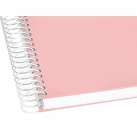 Cuaderno espiral liderpapel a4 crafty tapa forrada 80h 90 gr cuadro 4mm con margen color rosa