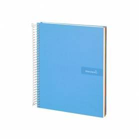 Cuaderno espiral liderpapel a4 micro crafty tapa forrada 120h 90 gr cuadro 5 mm 5 bandas 4 colores celeste