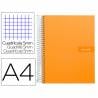 Cuaderno espiral liderpapel a4 micro crafty tapa forrada 120h 90 gr cuadro 5 mm 5 bandas 4 colores color naranja - BA10