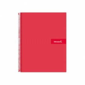 Cuaderno espiral liderpapel a4 micro crafty tapa forrada 120h 90 gr cuadro 5 mm 5 bandas 4 colores color rojo