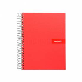 Cuaderno espiral liderpapel a4 micro crafty tapa forrada 120h 90 gr cuadro 5 mm 5 bandas 4 colores color rojo