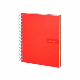 Cuaderno espiral liderpapel a4 micro crafty tapa forrada 120h 90 gr cuadro 5 mm 5 bandas 4 colores color rojo