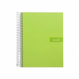 Cuaderno espiral liderpapel a4 micro crafty tapa forrada 120h 90 gr cuadro 5 mm 5 bandas 4 colores color verde