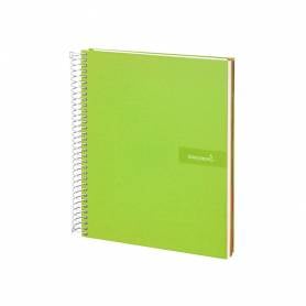 Cuaderno espiral liderpapel a4 micro crafty tapa forrada 120h 90 gr cuadro 5 mm 5 bandas 4 colores color verde