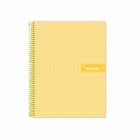 Cuaderno espiral liderpapel a4 micro crafty tapa forrada 120h 90gr cuadro 5mm 5 bandas 4 taladros color amarillo