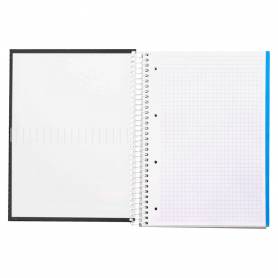 Cuaderno espiral liderpapel a4 micro crafty tapa forrada 120h 90 gr cuadro 5 mm 5 bandas 4 colores color negro