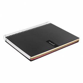 Cuaderno espiral liderpapel a4 micro crafty tapa forrada 120h 90 gr cuadro 5 mm 5 bandas 4 colores color negro