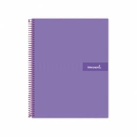 Cuaderno espiral liderpapel a4 micro crafty tapa forrada 120h 90gr cuadro 5mm 5 bandas 4 taladros color violeta