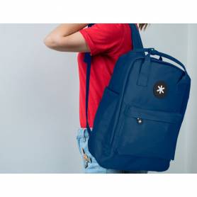 Cartera antartik mochila 2 asas y bolsillos exteriores azul 300x115x390 mm