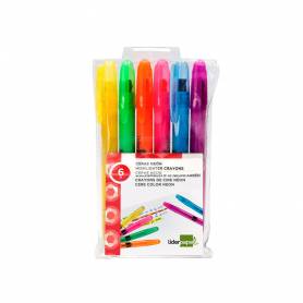 Marcador de cera gel liderpapel fluorescente estuche 6 unidades colores surtidos