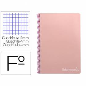 Cuaderno espiral liderpapel folio witty tapa dura 80h 75gr cuadro 4mm con margen color rosa