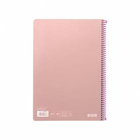 Cuaderno espiral liderpapel folio witty tapa dura 80h 75gr cuadro 4mm con margen color rosa