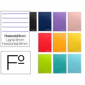 Cuaderno espiral liderpapel folio witty tapa dura 80h 75gr rayado horizontal 8mm con margen colores surtidos